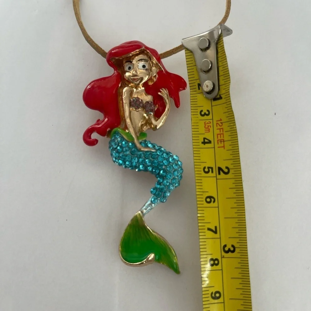 Little mermaid necklace red teal Mermaidcore fairyloot rhinestone Disney